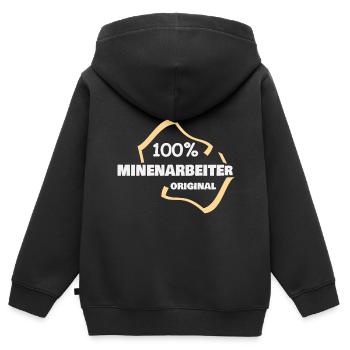 Profession : Mineur - Sweat Premium à capuche zippé enfant bio - noir - Dos - AI Model Kid Male (0cm)