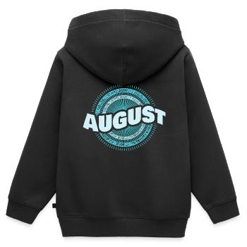 August - Kinder Premium Organic Zip Hoodie - Schwarz - Hinten - AI Model Kid Male (0cm)