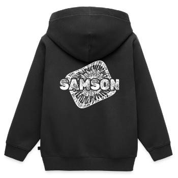 Samson als Geburt - Kinder Premium Organic Zip Hoodie - Schwarz - Hinten - AI Model Kid Male (0cm)