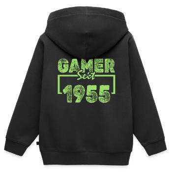 1955 - Sweat Premium à capuche zippé enfant bio - noir - Dos - AI Model Kid Male (0cm)