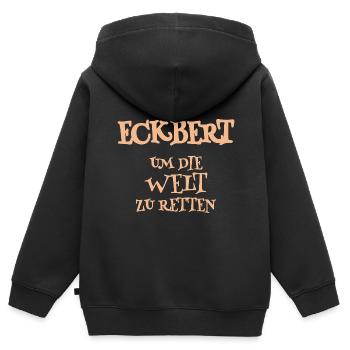 Eckbert als Helfer - Kinder Premium Organic Zip Hoodie - Schwarz - Hinten - AI Model Kid Male (0cm)