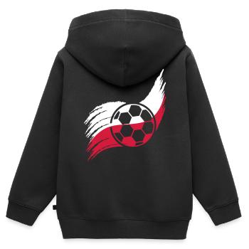 Pologne Pologne Texte Polonais Flag Football Fan - Sweat Premium à capuche zippé enfant bio - noir - Dos - AI Model Kid Male (0cm)