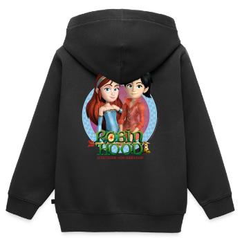 Robin Hood Maid Marian Und Scarlett - Kinder Premium Organic Zip Hoodie - Schwarz - Hinten - AI Model Kid Male (0cm)