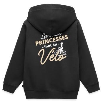 Les vraies Princesses font du vélo - Bicyclette - Sweat Premium à capuche zippé enfant bio - noir - Dos - AI Model Kid Male (0cm)
