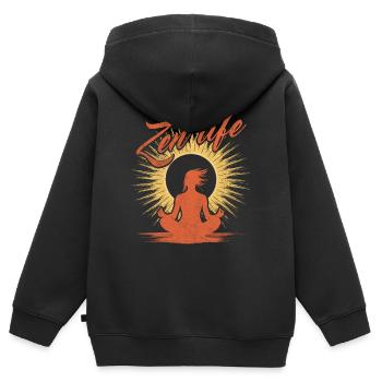 Yoga Zen Life - Das Wohlbefinden der Meditation - Kinder Premium Organic Zip Hoodie - Schwarz - Hinten - AI Model Kid Male (0cm)