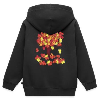 Arbre en Automne perdant ses Feuilles de Chat - Sweat Premium à capuche zippé enfant bio - noir - Dos - AI Model Kid Male (0cm)