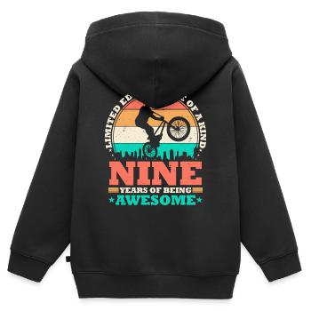 9 Geburtstag Bmx Fahrrad 9 Jahre Geschenk - Kinder Premium Organic Zip Hoodie - Schwarz - Hinten - AI Model Kid Male (0cm)