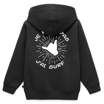 Ich kann nicht surfen - Kinder Premium Organic Zip Hoodie - Schwarz - Hinten - AI Model Kid Male (0cm)