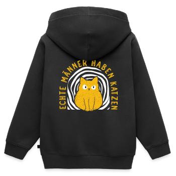 Katze Mietzekatze Hauskatze - Kinder Premium Organic Zip Hoodie - Schwarz - Hinten - AI Model Kid Male (0cm)