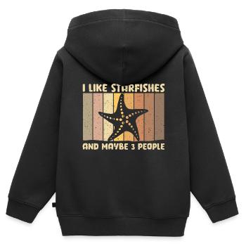Seestern - Kinder Premium Organic Zip Hoodie - Schwarz - Hinten - AI Model Kid Male (0cm)