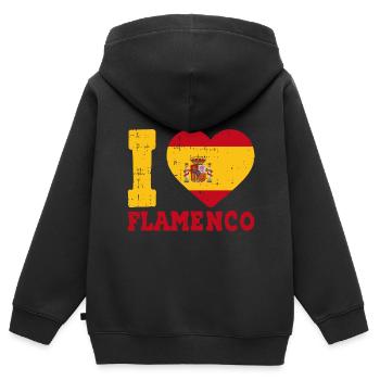 Flamenco - Kinder Premium Organic Zip Hoodie - Schwarz - Hinten - AI Model Kid Male (0cm)