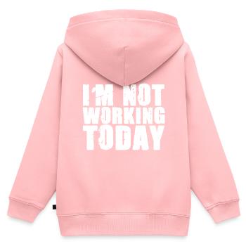 Je ne travaille pas aujourd’hui 2 - Sweat Premium à capuche zippé enfant bio - rose - Dos - AI Model Kid Female (0cm)
