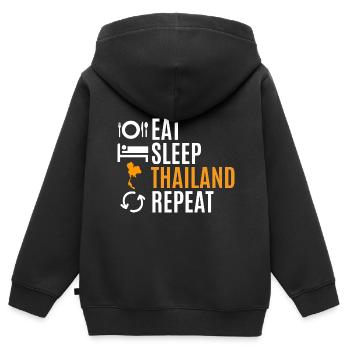 Thailand - Kinder Premium Organic Zip Hoodie - Schwarz - Hinten - AI Model Kid Male (0cm)