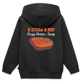 Steak a day gourmet gift - Kids Premium Organic Zip-up Hoodie - black - Back - AI Model Kid Male (0cm)