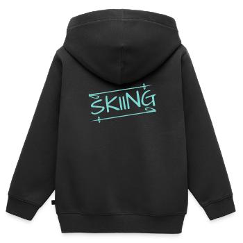 Skiing - Kinder Premium Organic Zip Hoodie - Schwarz - Hinten - AI Model Kid Male (0cm)
