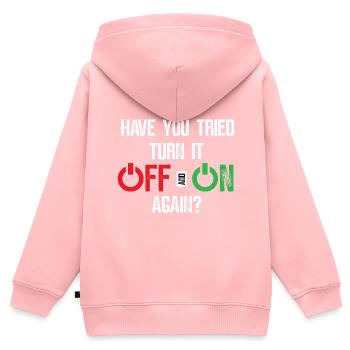 Versucht Aus- und anzuschalten? - Lustig - Kinder Premium Organic Zip Hoodie - Rosa - Hinten - AI Model Kid Female (0cm)