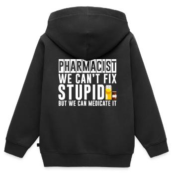 Nous ne pouvons pas réparer stupide mais nous pouvons le médicamenter 4 - Sweat Premium à capuche zippé enfant bio - noir - Dos - AI Model Kid Male (0cm)