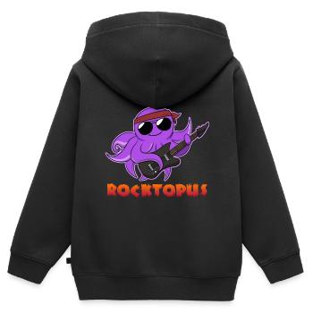 Roctopus Rockmusik-Fanatiker - Kinder Premium Organic Zip Hoodie - Schwarz - Hinten - AI Model Kid Male (0cm)