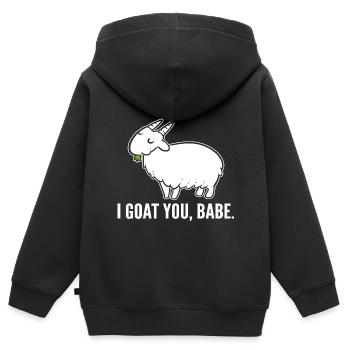Jeux de mots de chèvres - Sweat Premium à capuche zippé enfant bio - noir - Dos - AI Model Kid Male (0cm)