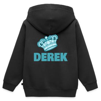 Couronne Derek - Sweat Premium à capuche zippé enfant bio - noir - Dos - AI Model Kid Male (0cm)