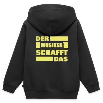 Musicien de travail - Sweat Premium à capuche zippé enfant bio - noir - Dos - AI Model Kid Male (0cm)