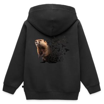 Biber - Kinder Premium Organic Zip Hoodie - Schwarz - Hinten - AI Model Kid Male (0cm)