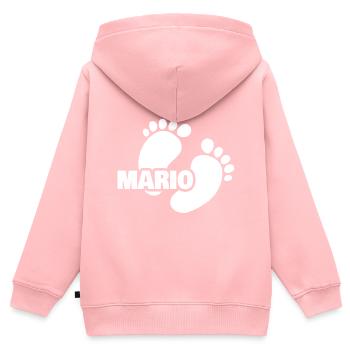 Naissance de Mario - Sweat Premium à capuche zippé enfant bio - rose - Dos - AI Model Kid Female (0cm)