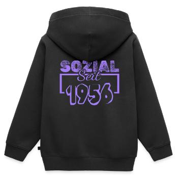 1956 - Kinder Premium Organic Zip Hoodie - Schwarz - Hinten - AI Model Kid Male (0cm)