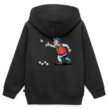 Franzose spielt Petanque für einen Petanque - Kinder Premium Organic Zip Hoodie - Schwarz - Hinten - AI Model Kid Male (0cm)