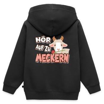 Hör auf zu meckern für eine Frau oder Mädchen - Kinder Premium Organic Zip Hoodie - Schwarz - Hinten - AI Model Kid Male (0cm)
