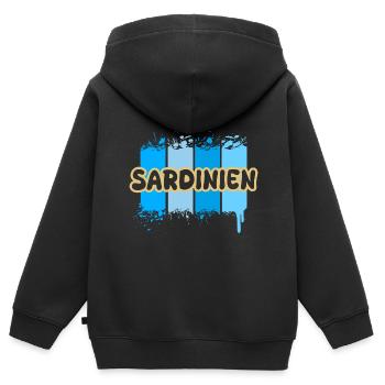 Sardaigne comme Sardaigne - Sweat Premium à capuche zippé enfant bio - noir - Dos - AI Model Kid Male (0cm)