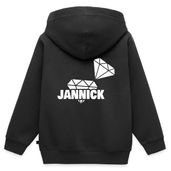 Kostbar Jannick - Kinder Premium Organic Zip Hoodie - Schwarz - Hinten - AI Model Kid Male (0cm)