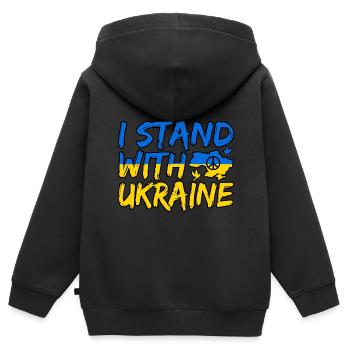 Ukraine - Kinder Premium Organic Zip Hoodie - Schwarz - Hinten - AI Model Kid Male (0cm)