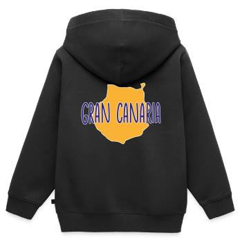 Gran Canaria - Kinder Premium Organic Zip Hoodie - Schwarz - Hinten - AI Model Kid Male (0cm)