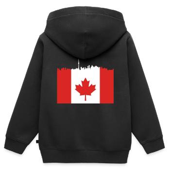 Skyline Maple Leaf Cadeau canadien - Sweat Premium à capuche zippé enfant bio - noir - Dos - AI Model Kid Male (0cm)