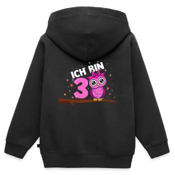 Ich bin 3 - 3 Jahre alt 3. Geburtstag Motiv 3 jähr - Kinder Premium Organic Zip Hoodie - Schwarz - Hinten - AI Model Kid Male (0cm)