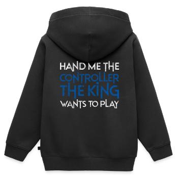 Donnez-moi la manette, le roi veut jouer 3 - Sweat Premium à capuche zippé enfant bio - noir - Dos - AI Model Kid Male (0cm)