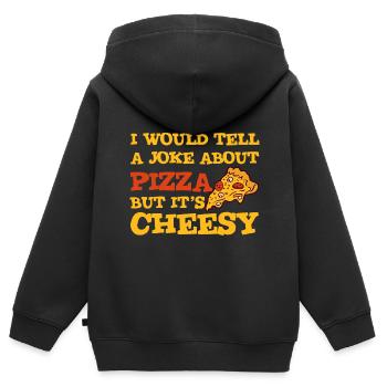 Je raconterais une blague sur la pizza, mais c’est ringard 2 - Sweat Premium à capuche zippé enfant bio - noir - Dos - AI Model Kid Male (0cm)