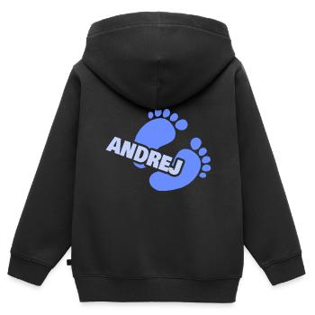 Geburt Andrej - Kinder Premium Organic Zip Hoodie - Schwarz - Hinten - AI Model Kid Male (0cm)