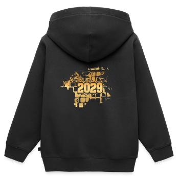 2029 - Kinder Premium Organic Zip Hoodie - Schwarz - Hinten - AI Model Kid Male (0cm)