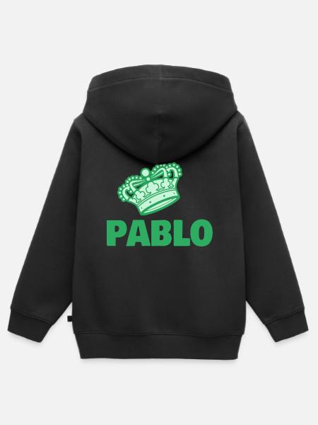 Pablo como nombre de pila - Sudadera Premium con capucha y cremallera infantil orgánica - negro
