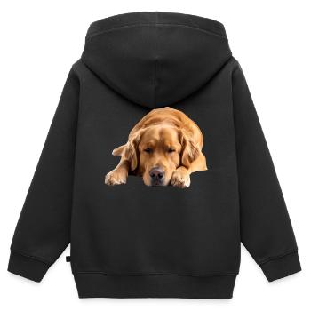 Golden Retriever - Kinder Premium Organic Zip Hoodie - Schwarz - Hinten - AI Model Kid Male (0cm)
