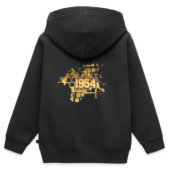 1954 - Kinder Premium Organic Zip Hoodie - Schwarz - Hinten - AI Model Kid Male (0cm)
