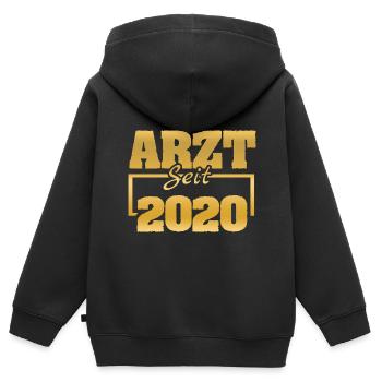 2020 - Kinder Premium Organic Zip Hoodie - Schwarz - Hinten - AI Model Kid Male (0cm)