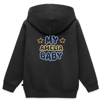 Amelia - Sweat Premium à capuche zippé enfant bio - noir - Dos - AI Model Kid Male (0cm)
