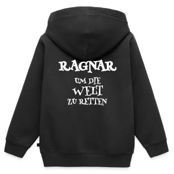 Retter Ragnar - Kinder Premium Organic Zip Hoodie - Schwarz - Hinten - AI Model Kid Male (0cm)