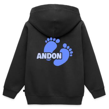Geburt Andon - Kinder Premium Organic Zip Hoodie - Schwarz - Hinten - AI Model Kid Male (0cm)