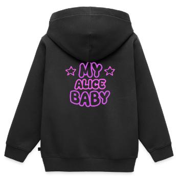 Prénom Alice - Sweat Premium à capuche zippé enfant bio - noir - Dos - AI Model Kid Male (0cm)