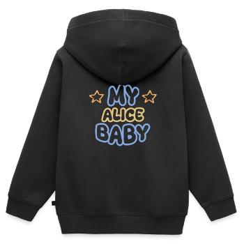 Prénom Alice - Sweat Premium à capuche zippé enfant bio - noir - Dos - AI Model Kid Male (0cm)