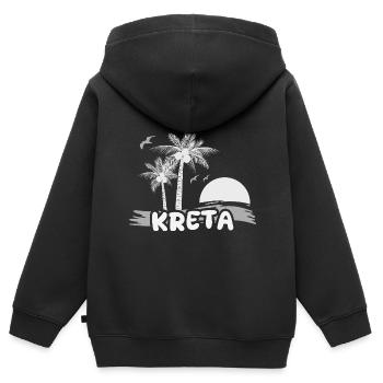 Plage de Crète - Sweat Premium à capuche zippé enfant bio - noir - Dos - AI Model Kid Male (0cm)